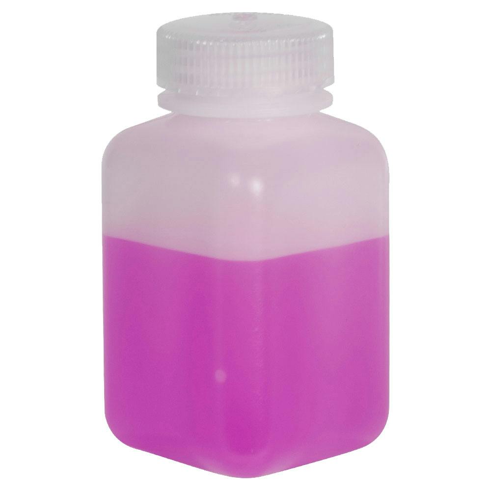 8 oz./250mL Nalgene™ Wide Mouth Polyethylene Square Bottle with 43mm Cap