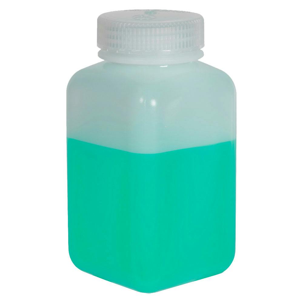 32 oz./1000mL Nalgene™ Wide Mouth Polyethylene Square Bottle with 63mm Cap