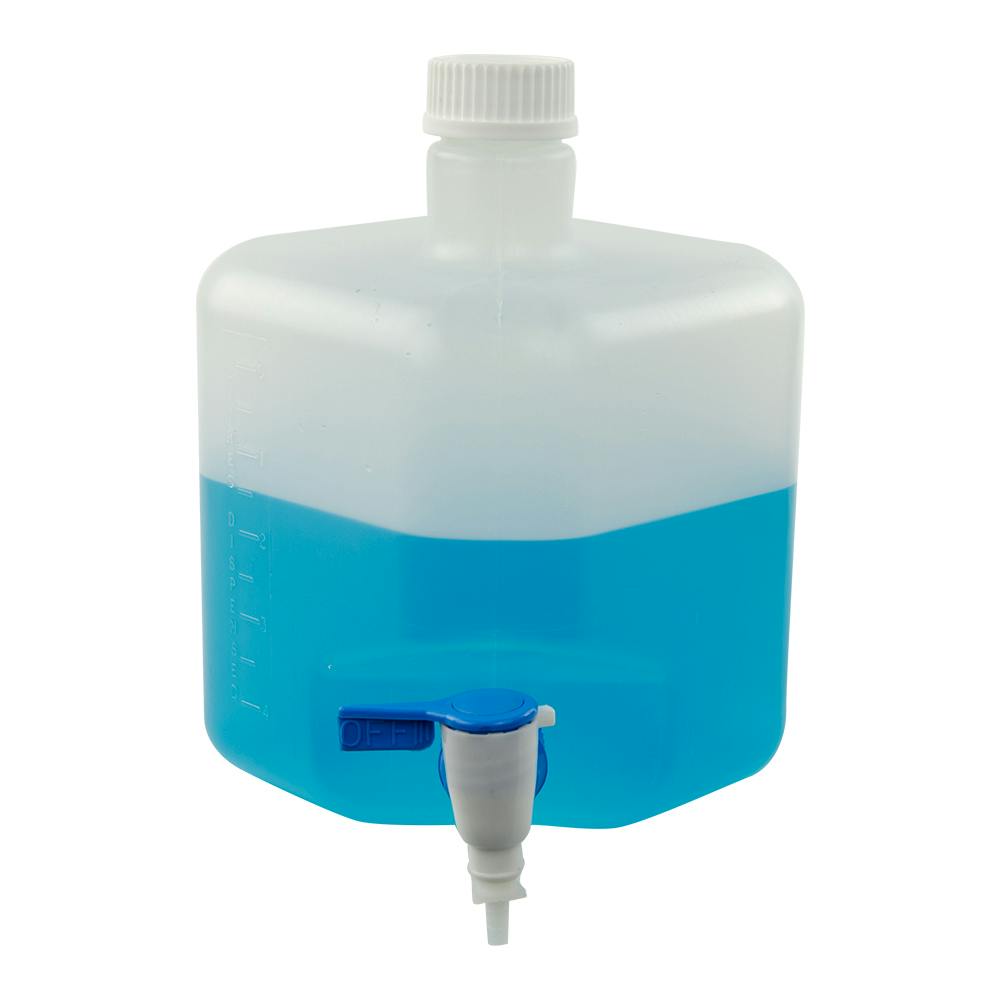 5 Liter Azlon® Polypropylene Square Carboy with 45mm Cap & Corner Stopcock