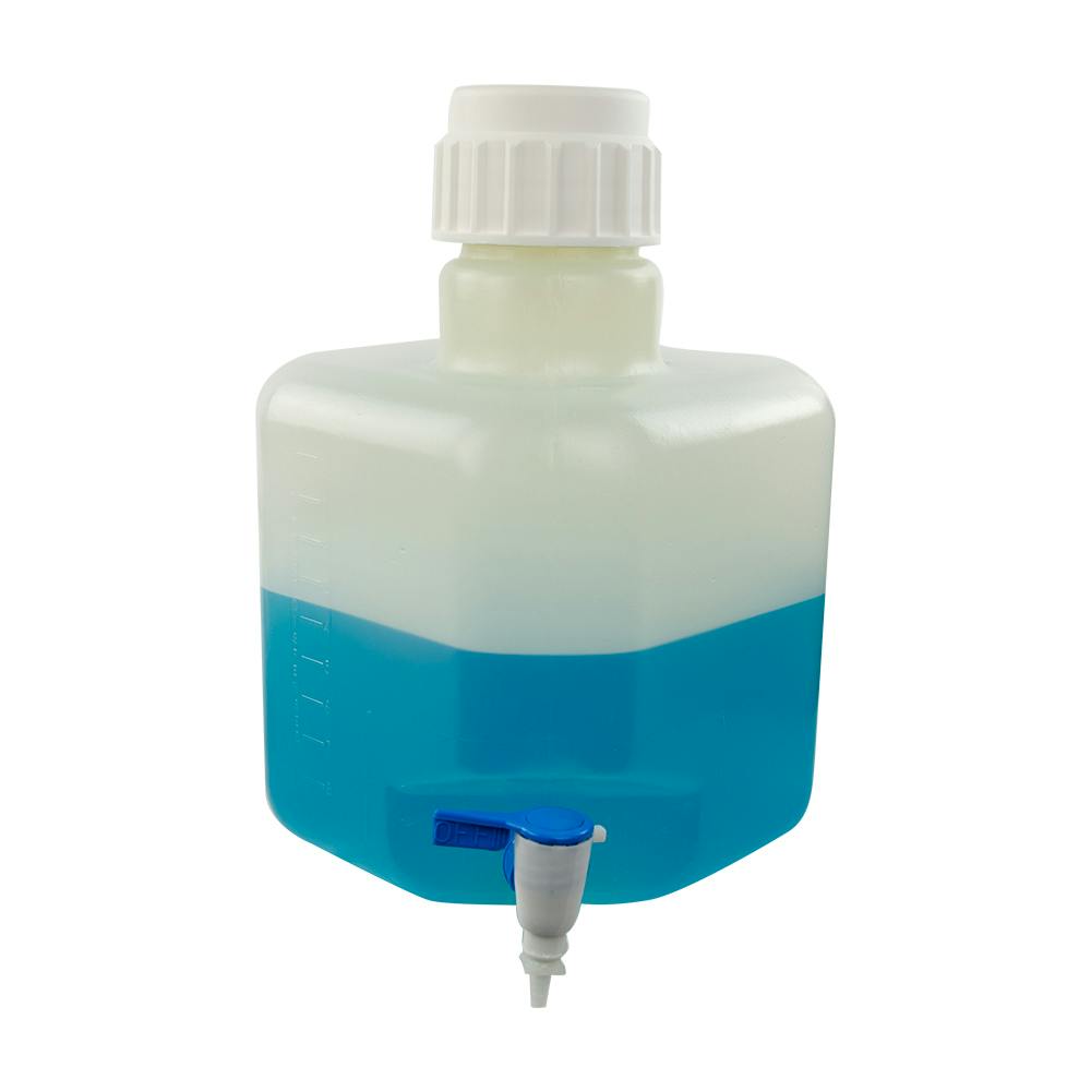 10 Liter Azlon® Polypropylene Square Carboy with 90mm Cap & Corner Stopcock