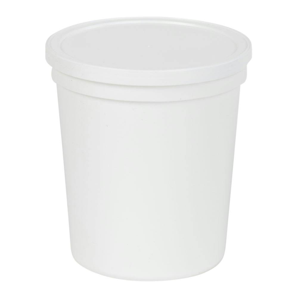 32 oz. White Specimen Containers with Lids - Case of 100