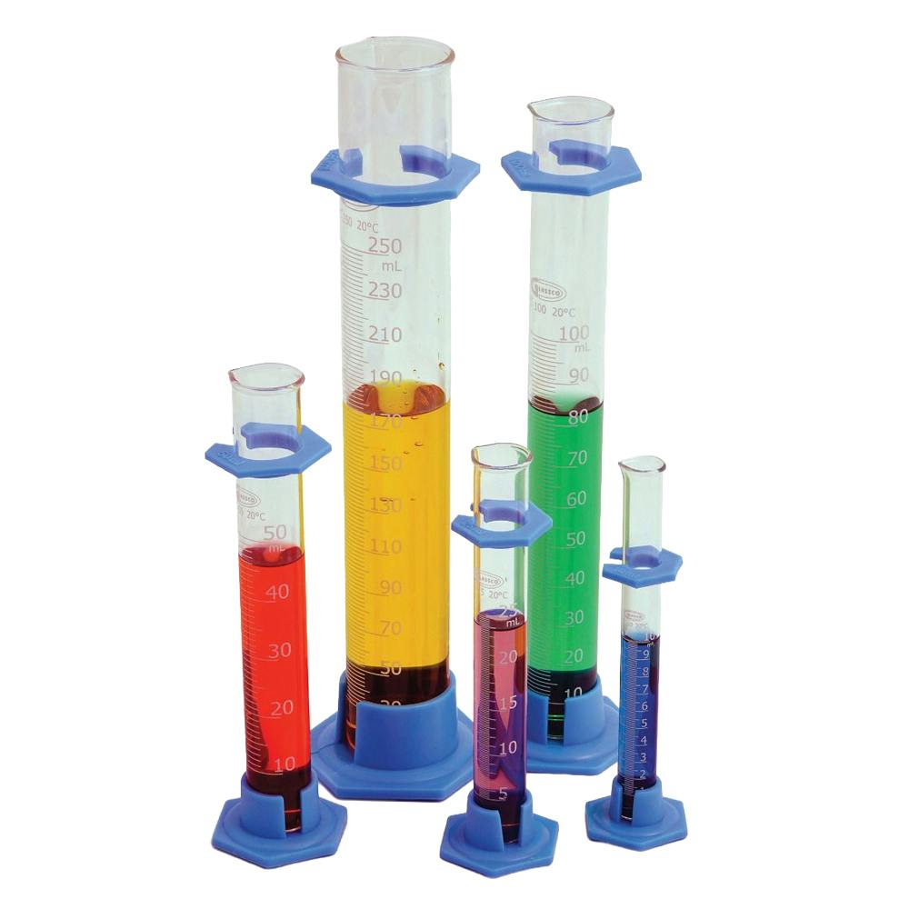 500mL Glass Cylinders with Plastic Hex Base