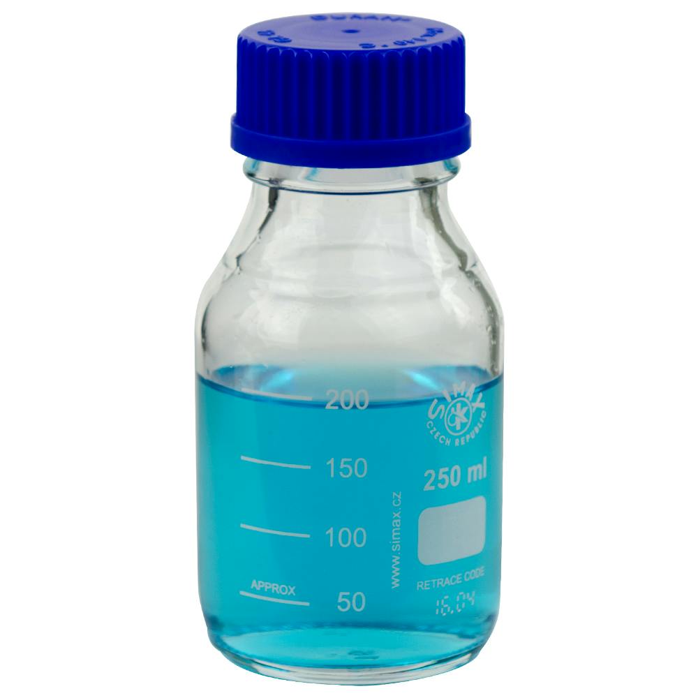 250mL Clear Glass Round Media Storage Bottle with GL45 Cap