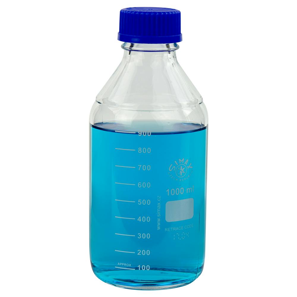 1000mL Clear Glass Round Media Storage Bottle with GL45 Cap