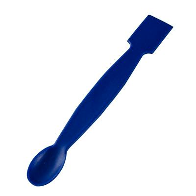 6" L Blue Polypropylene Flat Spatulas with Spoons - Package of 12