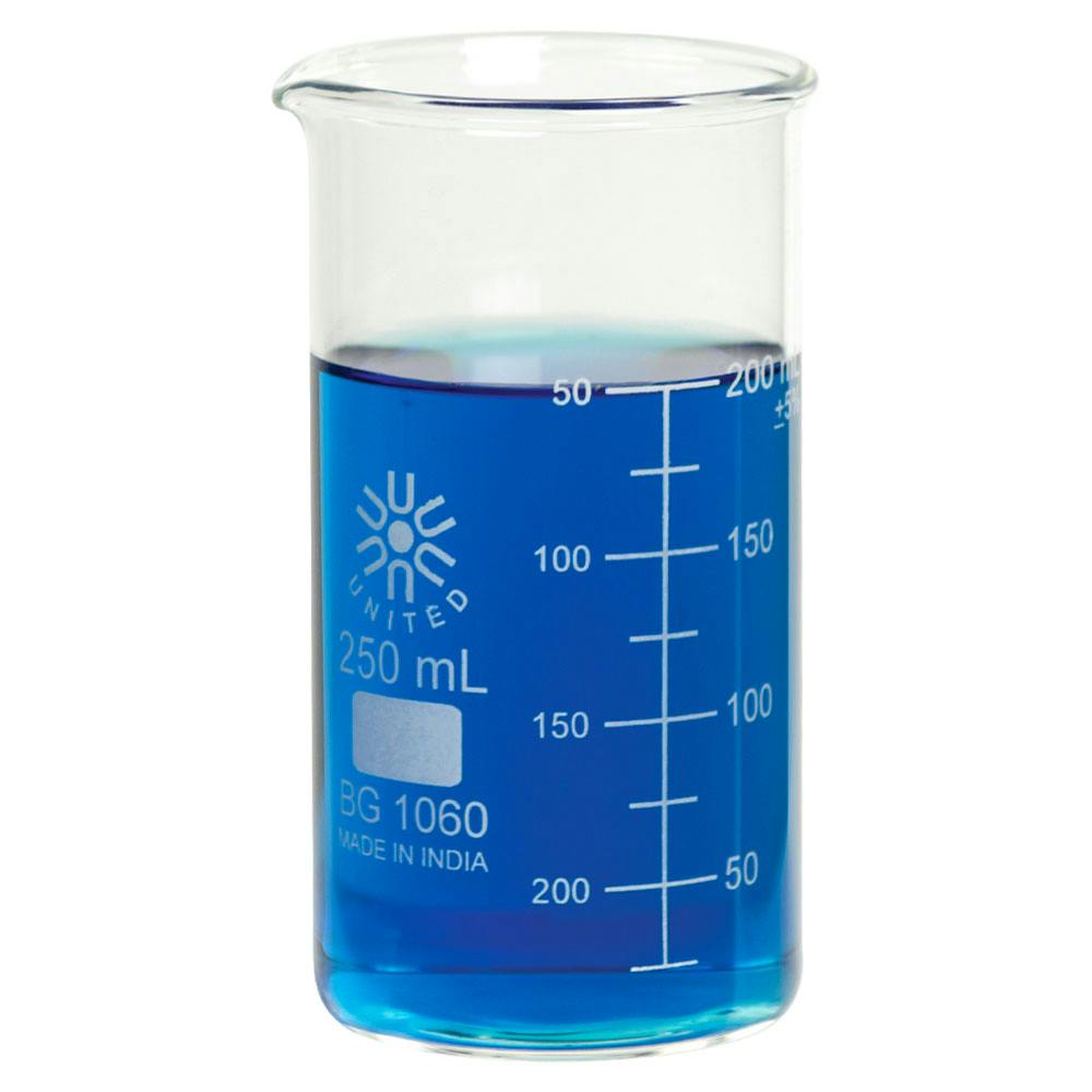 250mL Tall Form Borosilicate Glass Berzelius Beaker with Spout