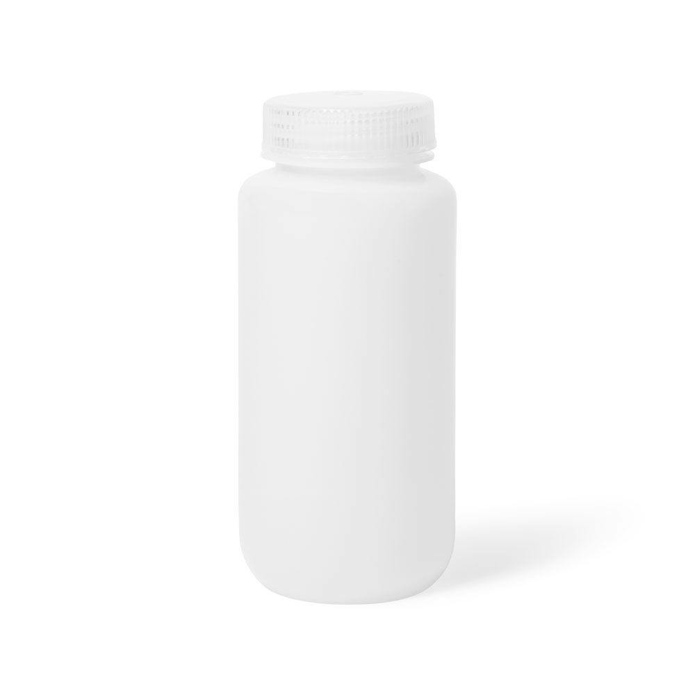 500mL Wide Mouth Natural Polypropylene Reagent Bottle with 53/415 Polypropylene Cap - Package of 12