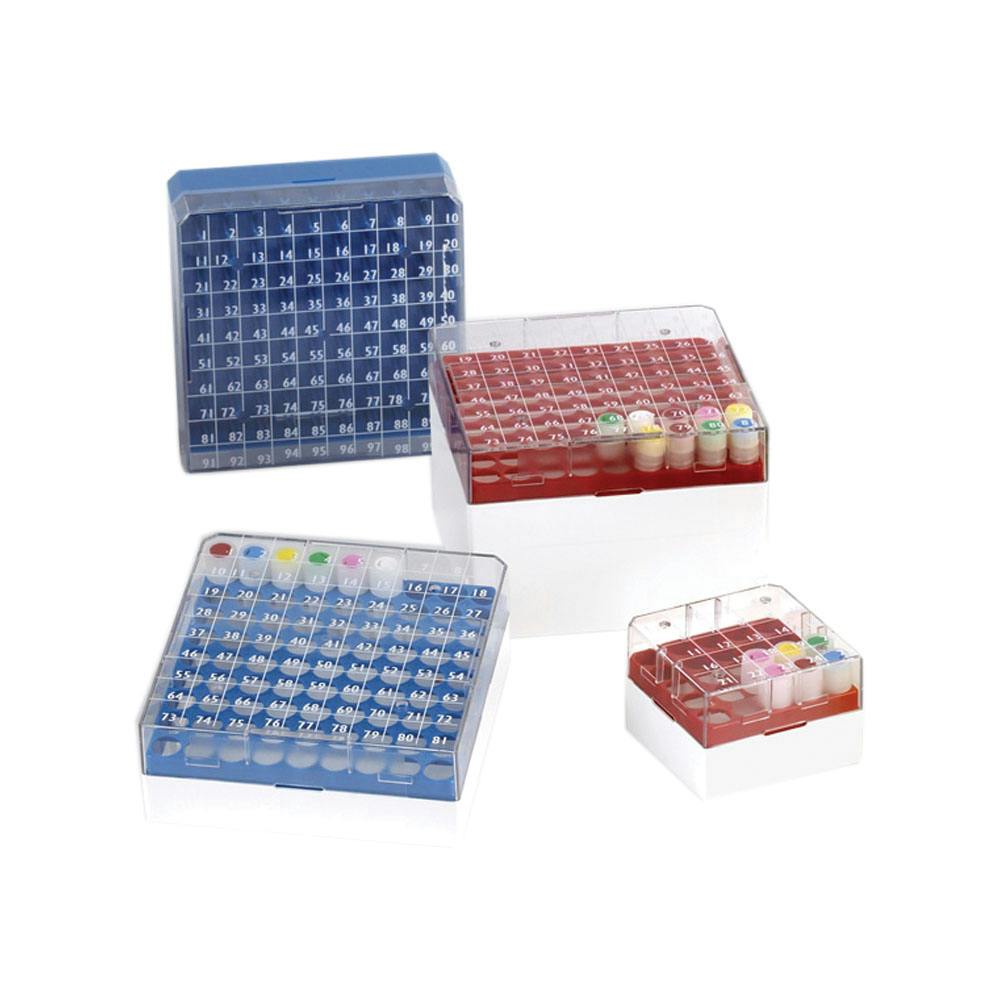 Yellow BioBox™ Storage Box with Transparent Lid for 3mL, 4mL & 5mL Vials- 9 x 9 Format