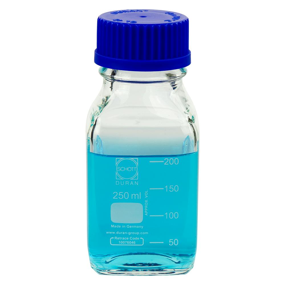 1000mL Clear Glass Square Media Storage Bottle with GL45 Cap