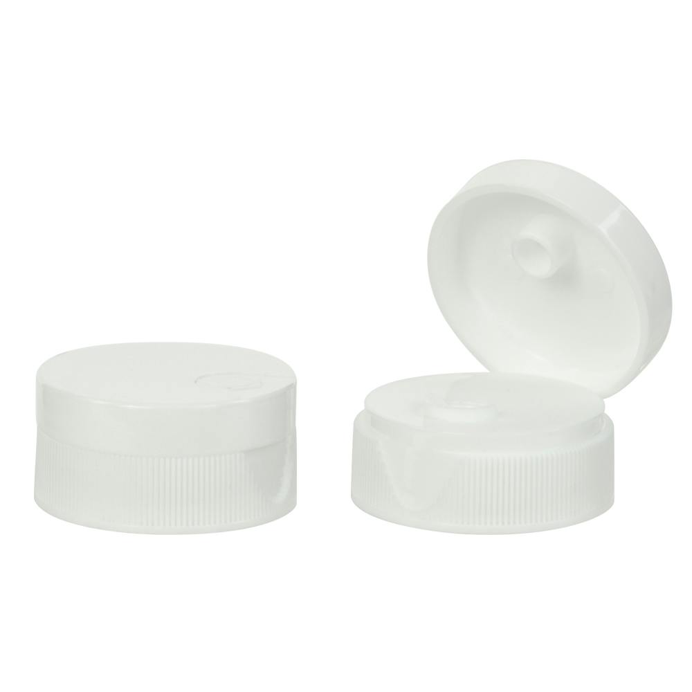 28/400 White Ribbed Snap-Top Dispensing Cap with 0.25" Orifice