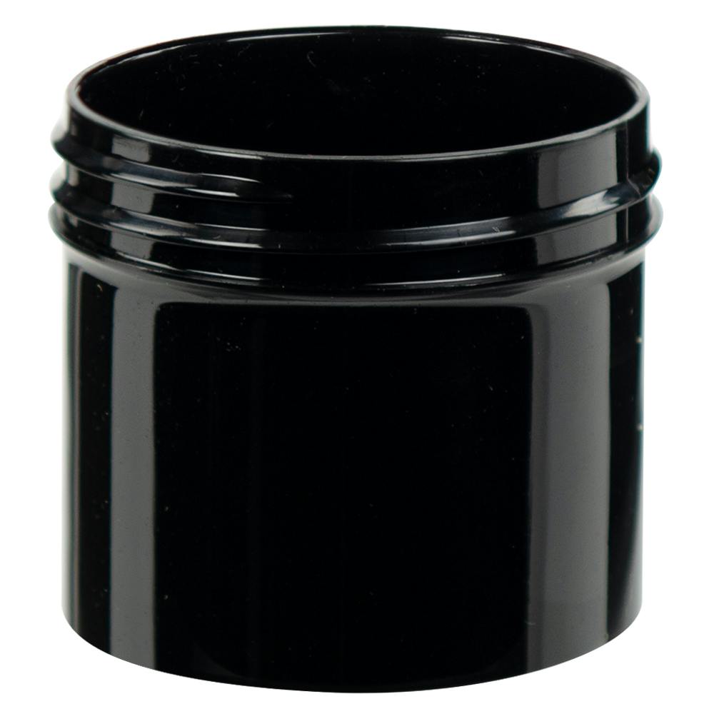 2 oz. Black Polypropylene Straight-Sided Thick-Walled Round Jar with 70/400 Neck (Cap Sold Separately)