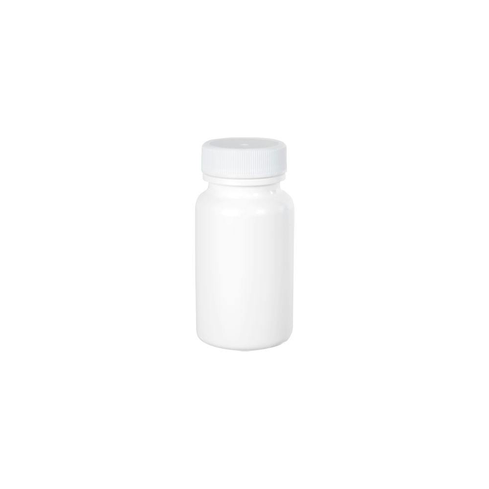 2 oz. (60cc) White HDPE Wide Mouth Packer Bottle with 33/400 White Ribbed Cap with F217 Liner