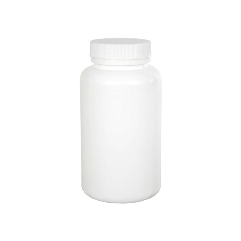 8.5 oz. (250cc) White HDPE Wide Mouth Packer Bottle with 45/400 White Ribbed Cap with F217 Liner