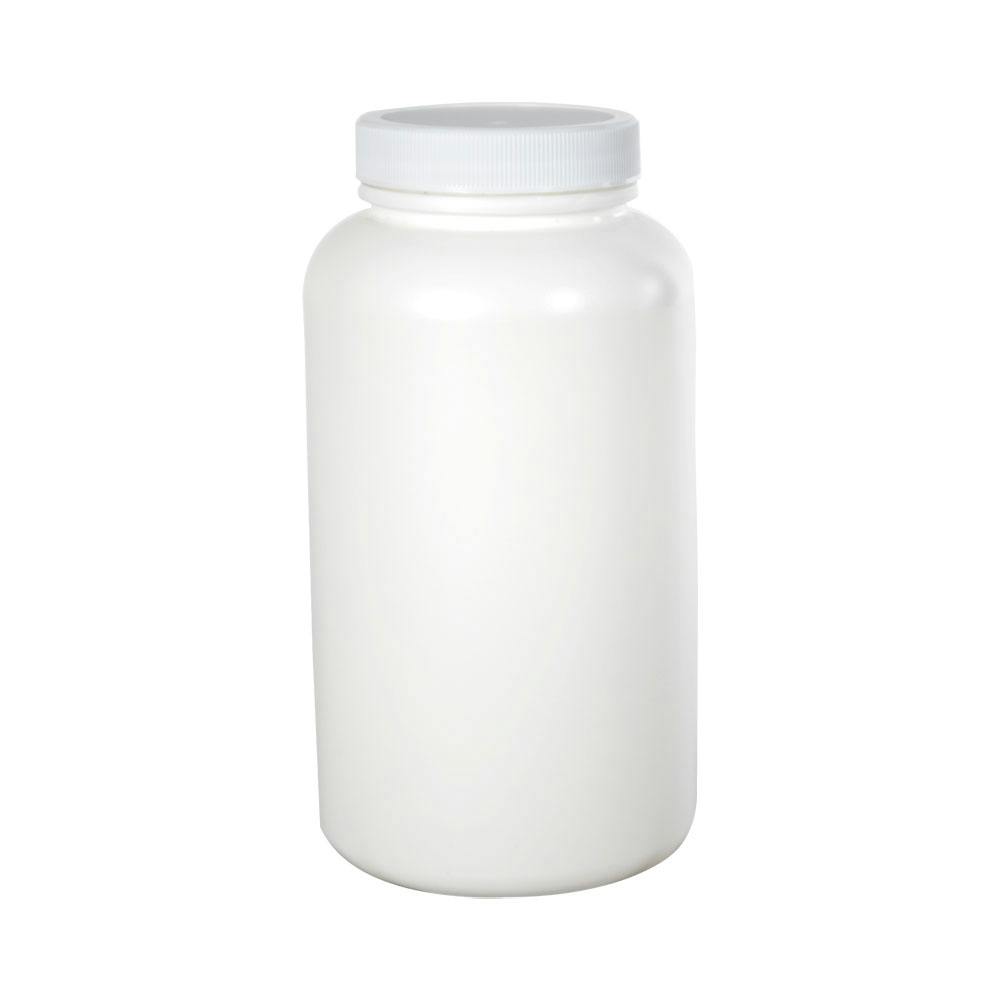 16.9 oz. (500cc) White HDPE Wide Mouth Packer Bottle with 53/400 White Ribbed Cap with F217 Liner