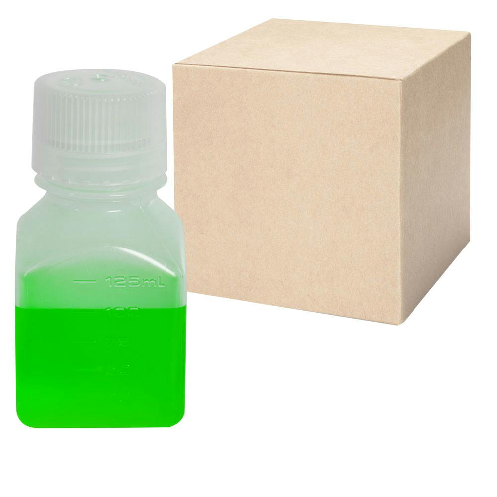 4 oz./125mL Nalgene™ Narrow Mouth Polypropylene Square Bottles with 38/430 Caps - Case of 72