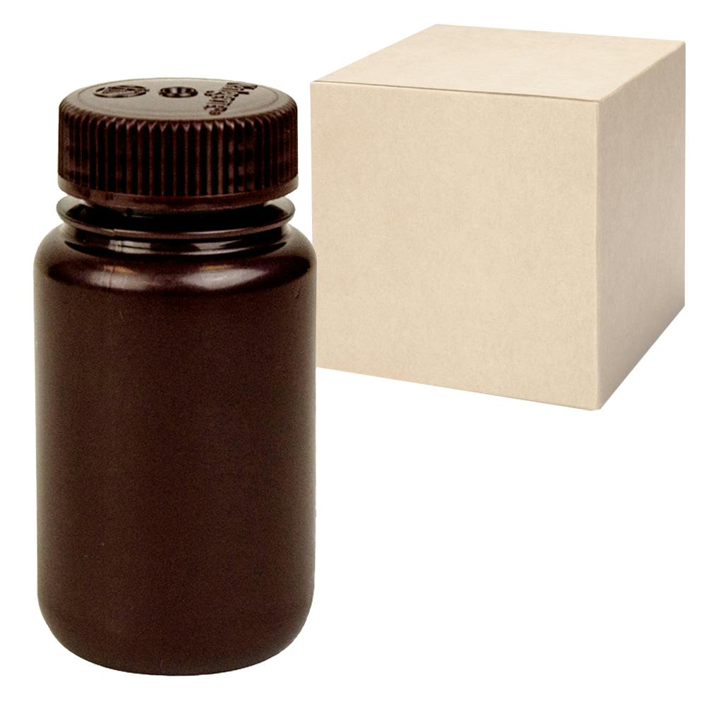 4 oz./125mL Nalgene™ Lab Quality Amber HDPE Wide Mouth Bottles with 38mm Caps - Case of 72