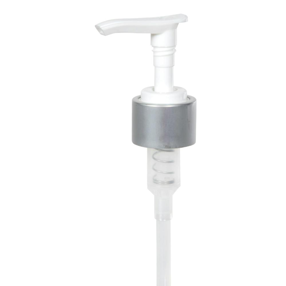 24/410 Brushed Aluminum/White Smooth Lotion Pump with 6-1/16" Dip Tube