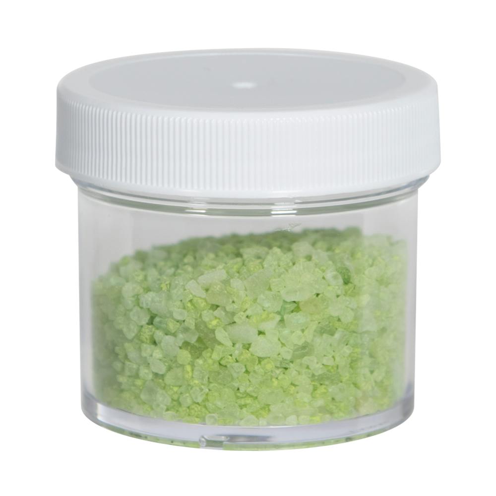 2 oz. Clear Polystyrene Straight-Sided Round Jar with 53/400 White Ribbed Cap with F217 Liner