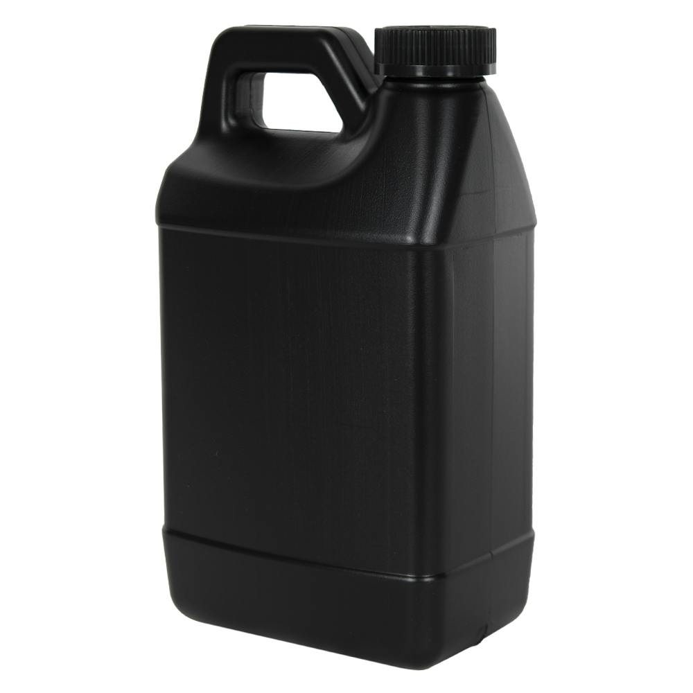64 oz. Black HDPE F-Style Jug with 38/400 Black Ribbed Child-Resistant Cap (CRC) with F217 Liner