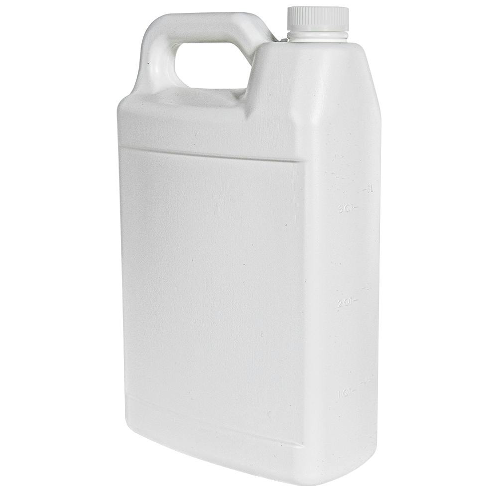 1 Gallon White HDPE F-Style Jug with 38/400 White Ribbed Polypropylene Child-Resistant Cap (CRC) with F217 Liner