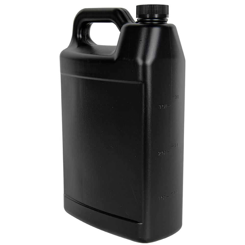 1 Gallon Black HDPE F-Style Jug with 38/400 Black Polypropylene Ribbed Child-Resistant Cap (CRC) with F217 Liner
