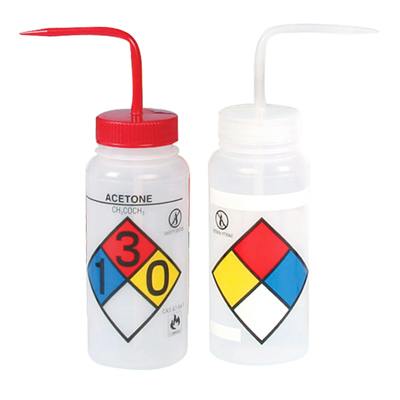 500mL (16 oz.) Scienceware® Isopropanol Safety-Vented & Labeled Wide Mouth Wash Bottle with Yellow Dispensing Nozzle