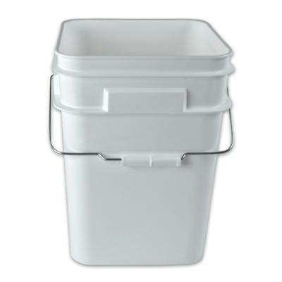 4 Gallon HDPE Square Pail with Metal Handle & Plastic Grip