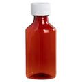 3 oz. Amber PET Oval Liquid Bottle with 24/400 White Child-Resistant Cap (CRC)