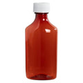 6 oz. Amber PET Oval Liquid Bottle with 24/400 White Child-Resistant Cap (CRC)