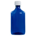 8 oz. Blue PET Oval Liquid Bottle with 24/400 White Child-Resistant Cap (CRC)