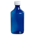 12 oz. Blue PET Oval Liquid Bottle with 28/400 White Child-Resistant Cap (CRC)