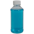 1 oz. Clear PET Modern Round Bottle with 20/410 Black Ribbed Cap with F217 Liner