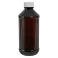 8 oz. Amber PET Modern Round Bottle with 24/400 White Ribbed Cap with F217 Liner