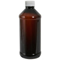 16 oz. Amber PET Modern Round Bottle with 28/400 White Ribbed Cap with F217 Liner