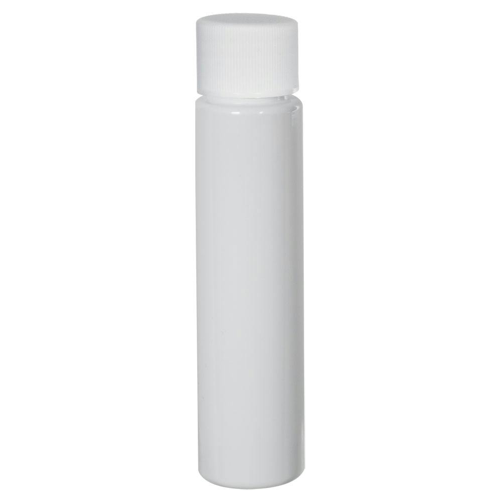 1 oz. White PET Slim Cylindrical Bottle with 20/410 White Ribbed Cap with F217 Liner