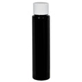 1 oz. Black PET Slim Cylindrical Bottle with 20/410 White Ribbed Cap with F217 Liner