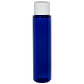 1 oz. Cobalt Blue PET Slim Cylindrical Bottle with 20/410 White Ribbed Cap with F217 Liner