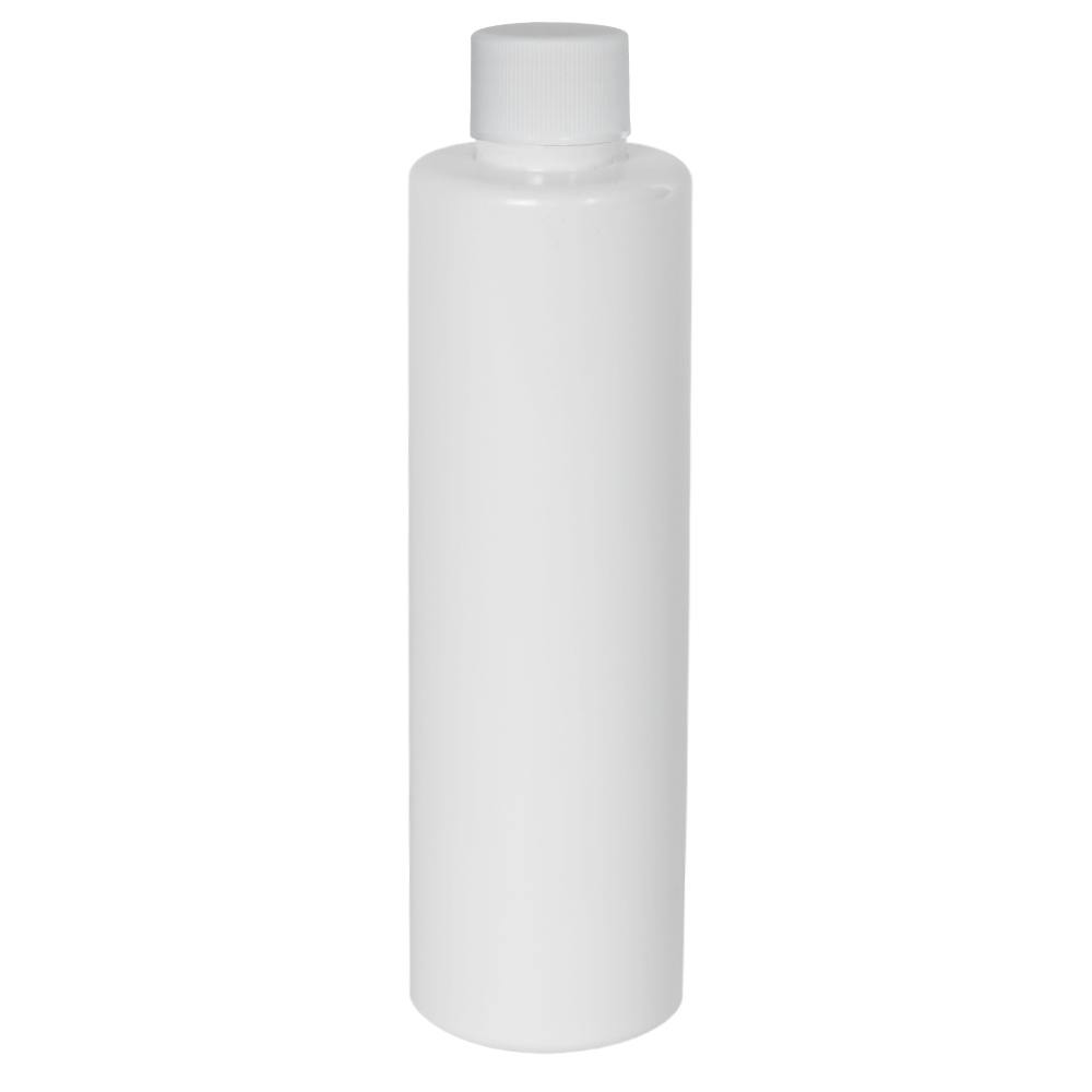 4 oz. White PET Slim Cylindrical Bottle with 24/410 White Ribbed Cap with F217 Liner