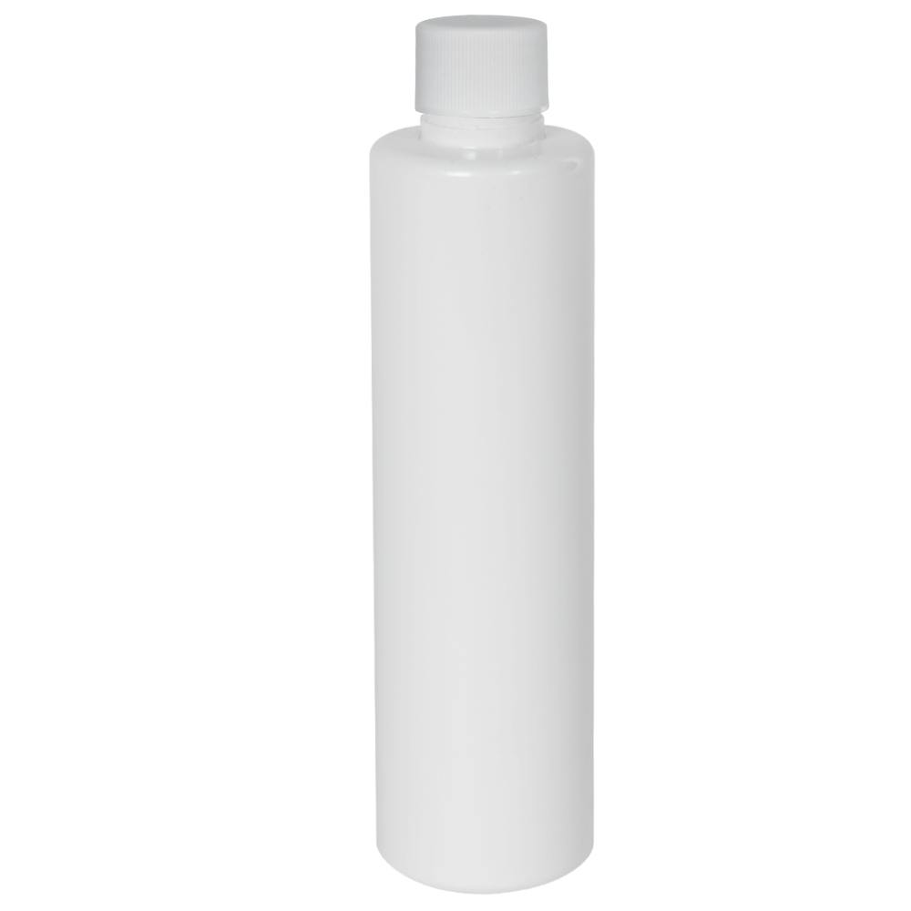 6 oz. White PET Slim Cylindrical Bottle with 24/410 White Ribbed Cap with F217 Liner