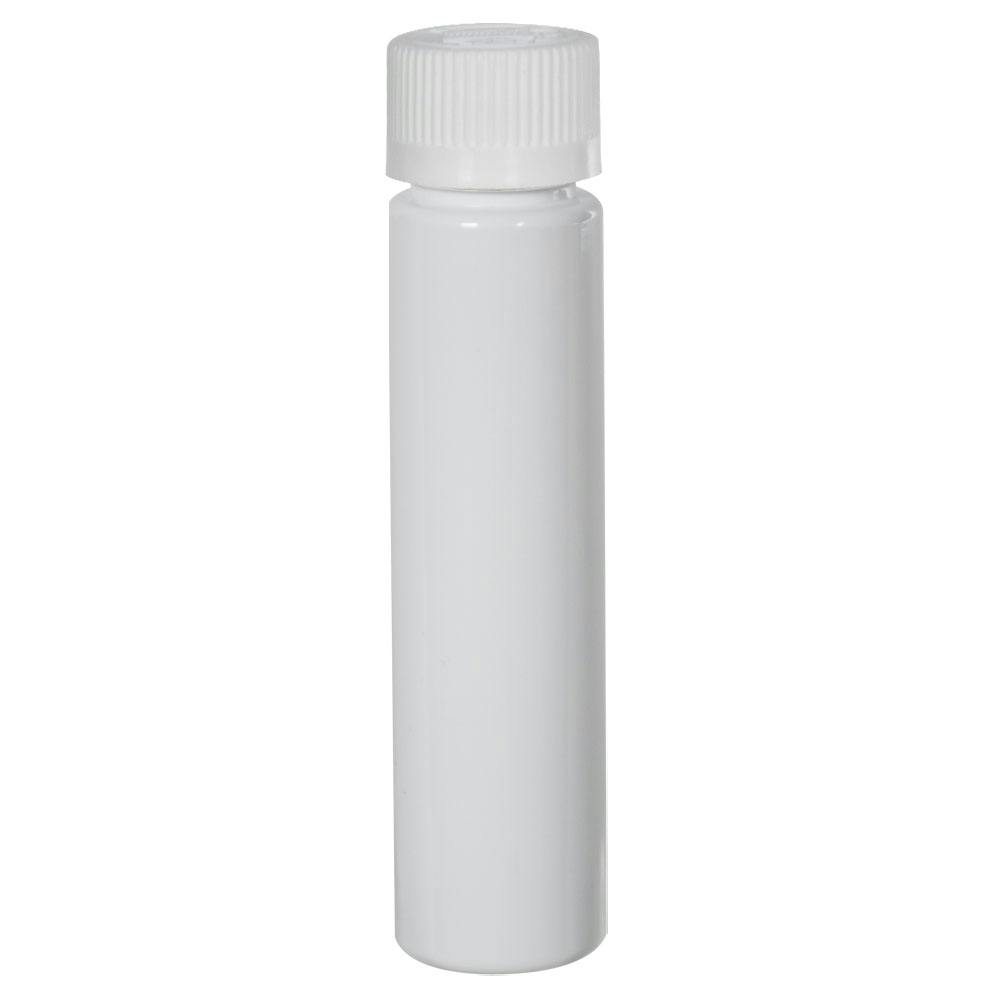 1 oz. White PET Slim Cylindrical Bottle with 20/400 White Ribbed Polypropylene Child-Resistant Cap (CRC) with F217 Liner