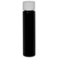 1 oz. Black PET Slim Cylindrical Bottle with 20/400 White Ribbed Polypropylene Child-Resistant Cap (CRC) with F217 Liner