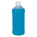 16 oz. Natural HDPE Modern Round Bottle with 28/400 White Ribbed Polypropylene Child-Resistant Cap (CRC) with F217 Liner