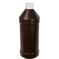32 oz. Brown HDPE Modern Round Bottle with 28/400 White Ribbed Polypropylene Child-Resistant Cap (CRC) with F217 Liner