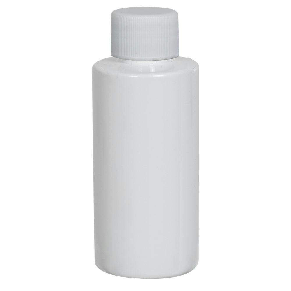 4 oz. White PET Cylindrical Bottle with 20/410 White Ribbed Cap with F217 Liner
