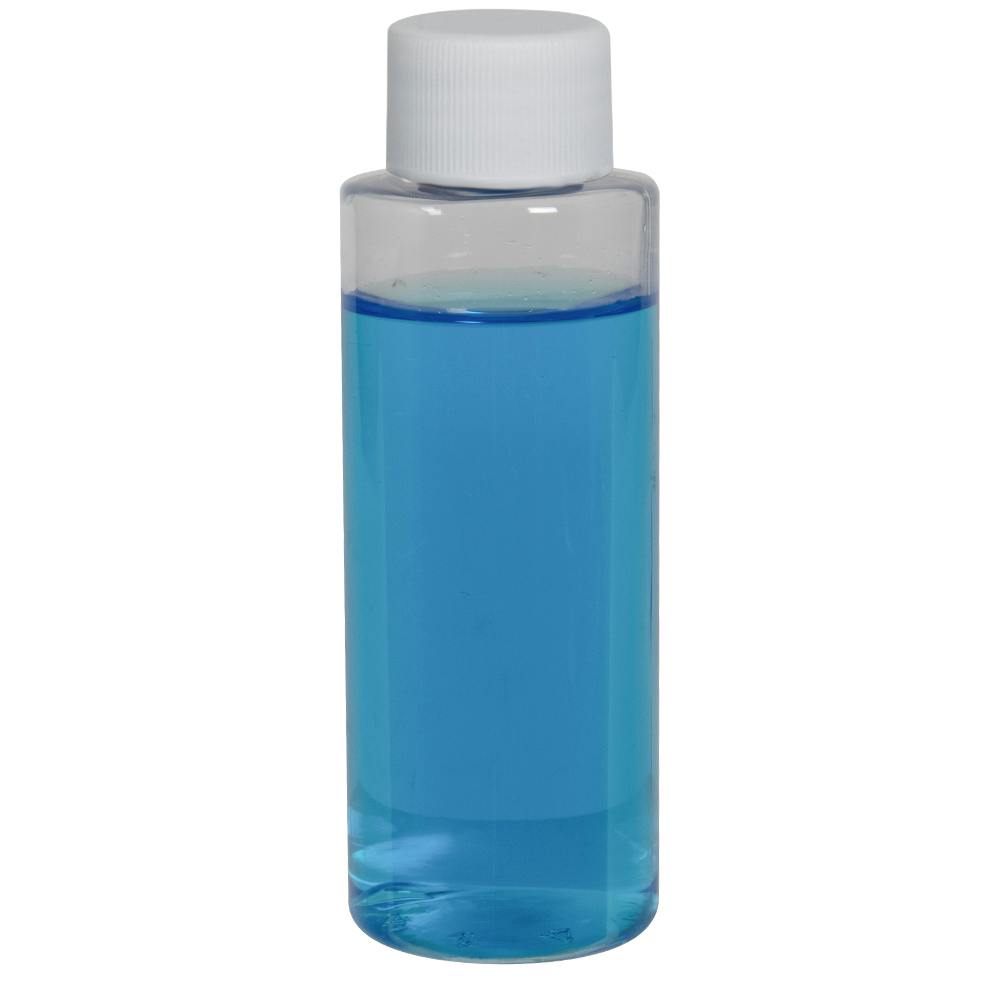 4 oz. Clear PET Cylindrical Bottle with 20/410 White Ribbed Cap with F217 Liner