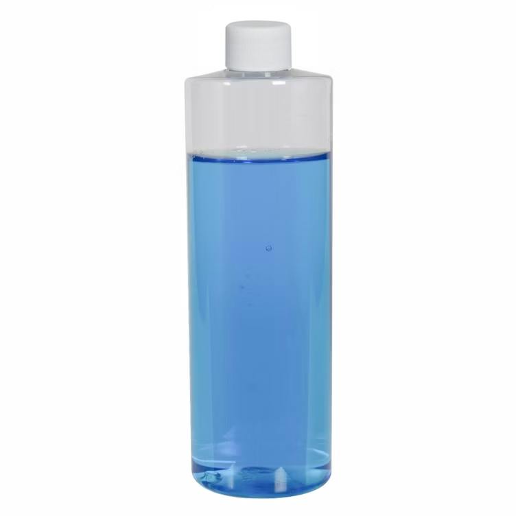 12 oz. Clear PET Cylindrical Bottle with 24/410 White Ribbed Cap with F217 Liner