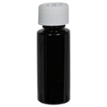 1 oz. Black PET Cylindrical Bottle with 20/400 White Ribbed Polypropylene Child-Resistant Cap (CRC) with F217 Liner