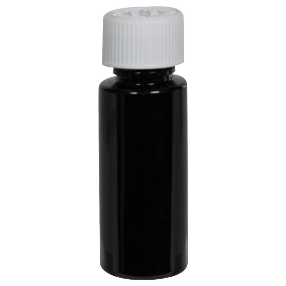 32 oz. Black PET Cylindrical Bottle with 28/400 White Ribbed Polypropylene Child-Resistant Cap (CRC) with F217 Liner