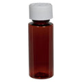 1 oz. Amber PET Cylindrical Bottle with 20/400 White Ribbed Polypropylene Child-Resistant Cap (CRC) with F217 Liner