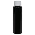 4 oz. Black PET Cylindrical Bottle with 24/400 White Ribbed Polypropylene Child-Resistant Cap (CRC) with F217 Liner